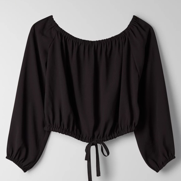 Wilfred by Aritzia, off shoulders cropped Eleanora blouse, blue, size XXS, EUC - Picture 7 of 15
